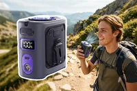 Coolizi iCube wearable personal air cooler clipped to a backpack